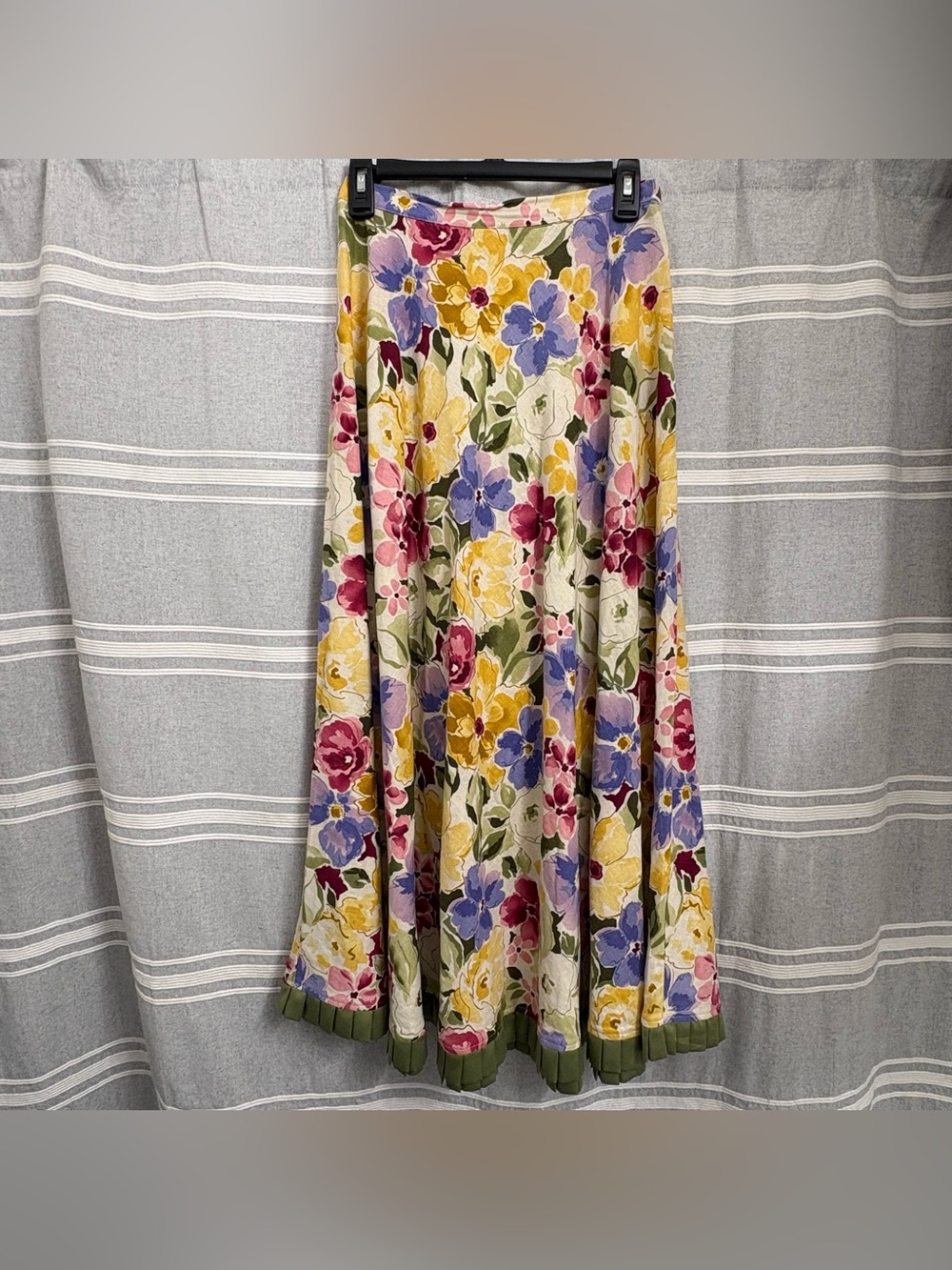 Coldwater Creek Floral Linen Blend Maxi Skirt Size S Cottagecore Grannycore